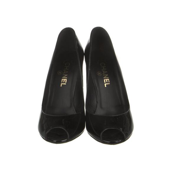 Chanel Black Patent Leather 2008 Interlocking CC Logo Pumps 39.5 - Picture 3 of 16
